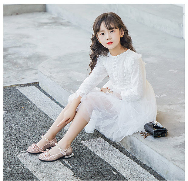 Leather Shoes Soft Sole Aisha Princess Shoes Children Crystal Shoes Flashing Baby Shoes - Cindi Book
