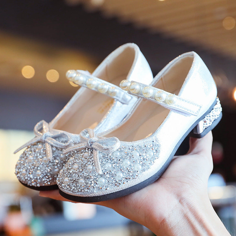 Leather Shoes Soft Sole Aisha Princess Shoes Children Crystal Shoes Flashing Baby Shoes - Cindi Book