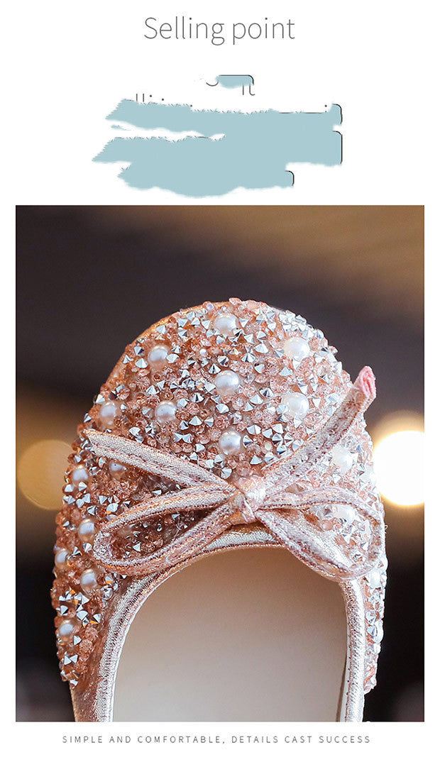 Leather Shoes Soft Sole Aisha Princess Shoes Children Crystal Shoes Flashing Baby Shoes - Cindi Book