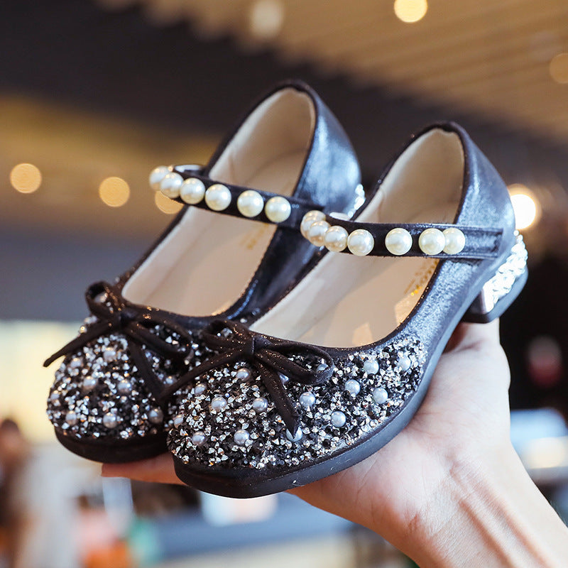 Leather Shoes Soft Sole Aisha Princess Shoes Children Crystal Shoes Flashing Baby Shoes - Cindi Book