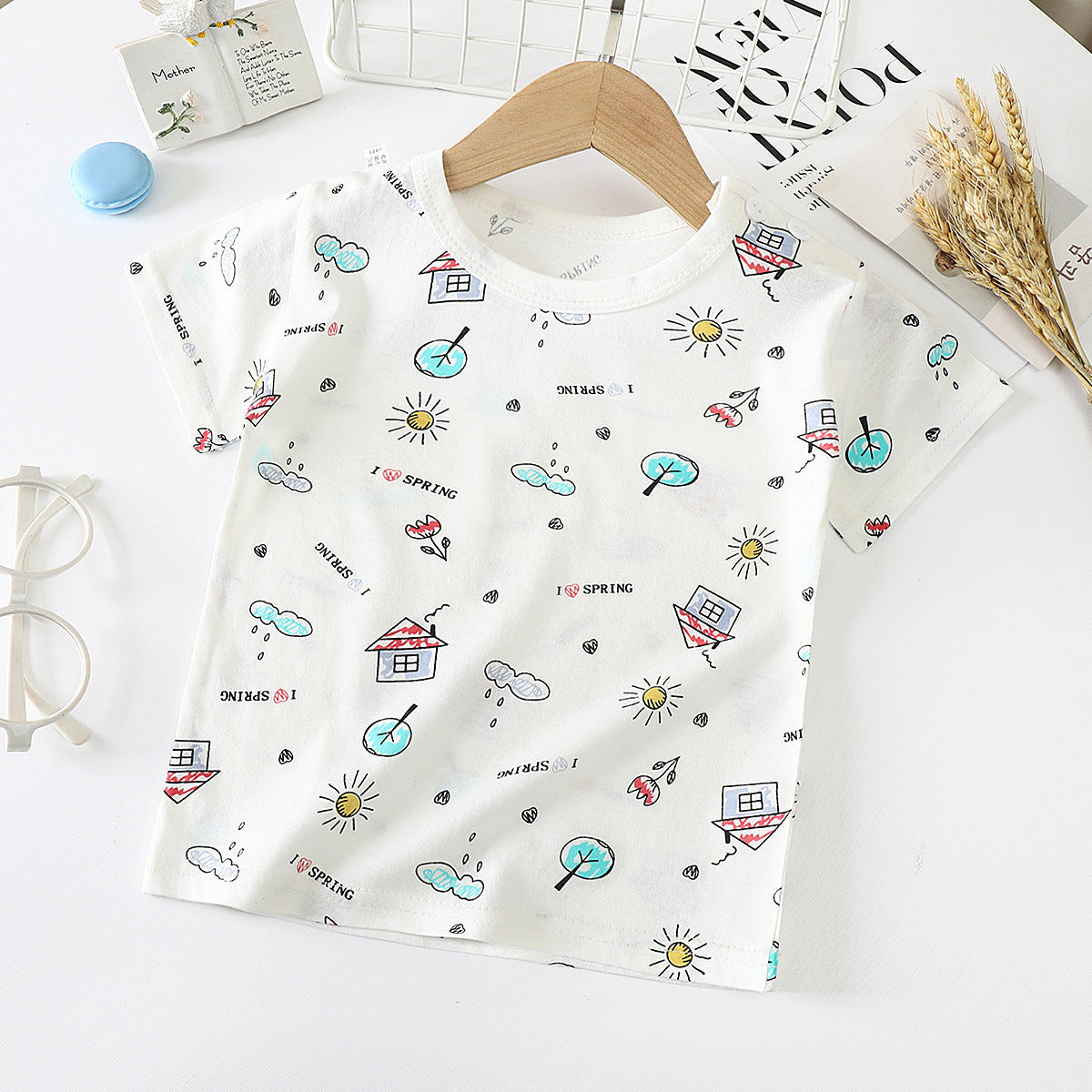 Children's Short-sleeved T-shirt cotton Baby Half-sleeved Bottoming Shirt - Cindi Book
