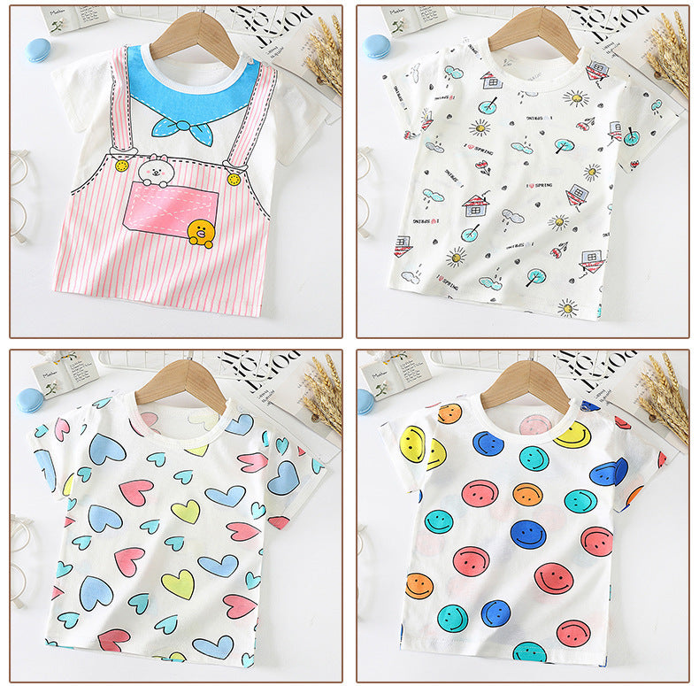 Children's Short-sleeved T-shirt cotton Baby Half-sleeved Bottoming Shirt - Cindi Book