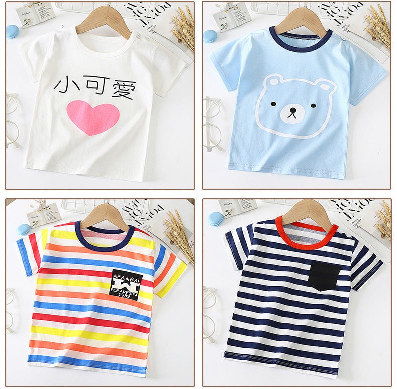 Children's Short-sleeved T-shirt cotton Baby Half-sleeved Bottoming Shirt - Cindi Book
