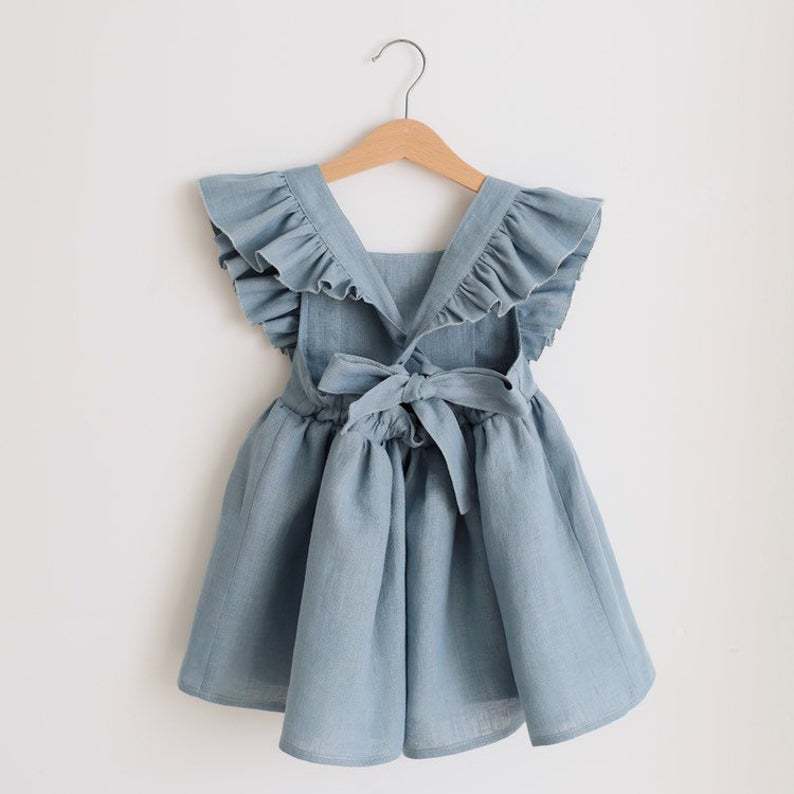Strap Skirt Girls Dress Cotton And Linen Skirt - Cindi Book