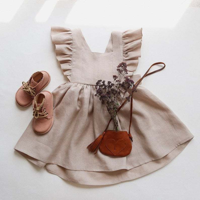 Strap Skirt Girls Dress Cotton And Linen Skirt - Cindi Book