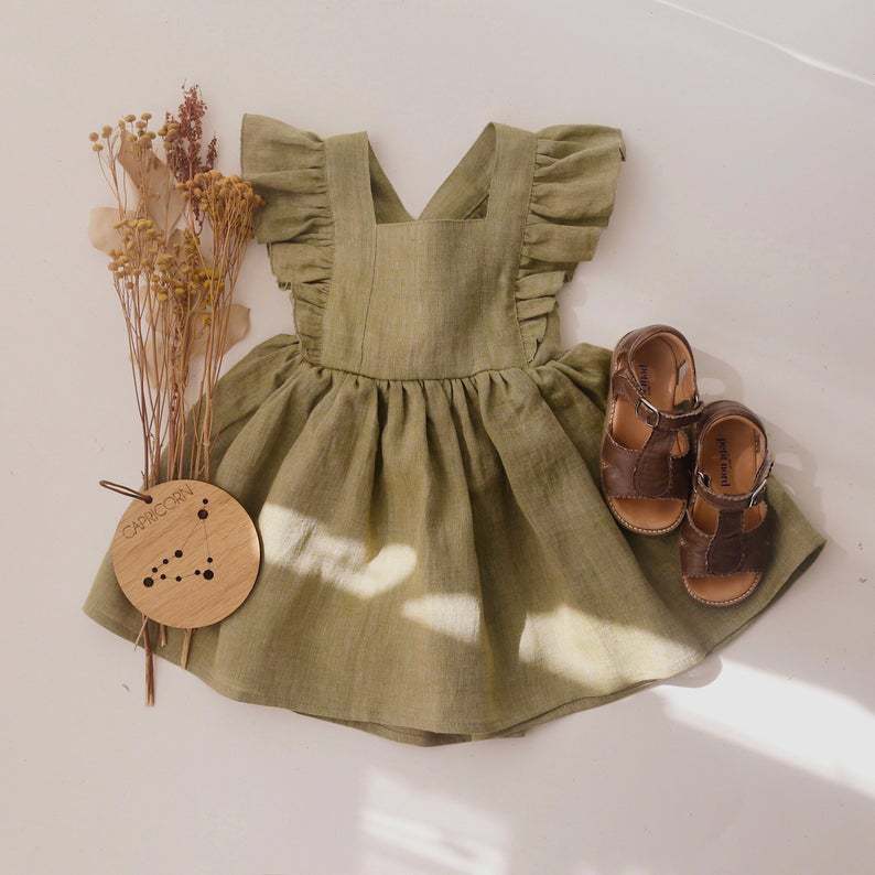 Strap Skirt Girls Dress Cotton And Linen Skirt - Cindi Book