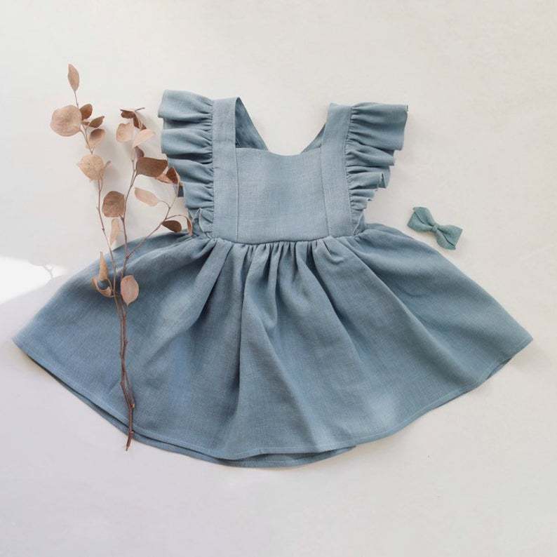 Strap Skirt Girls Dress Cotton And Linen Skirt - Cindi Book