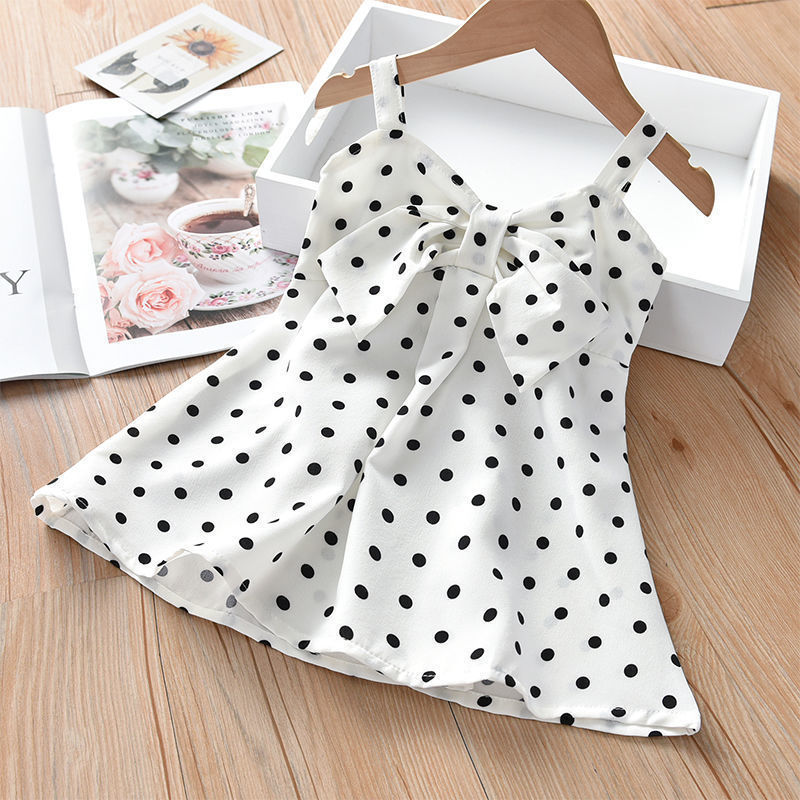 Sling Skirt Little Virgin Baby Cartoon Cute Sleeveless Dress Polka Dot Western Children's Skirt - Cindi Book