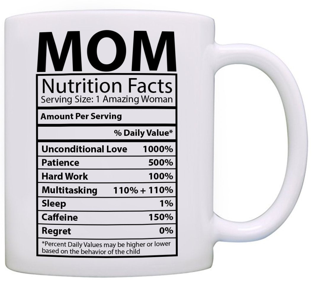 Mother'S Day Nutrition Label Mug Ceramic Coffee Cup - Cindi Book