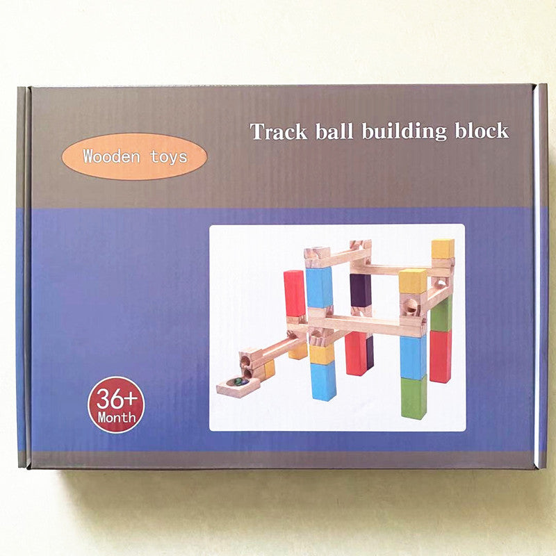 Children's Educational Parent-child Ball Track Slide Blocks Stacking High Marbles To Build Wooden Toys - Cindi Book