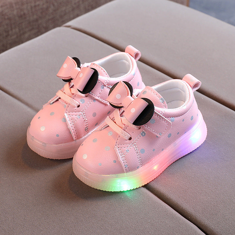 Light-up Shoes Girls Bowknot LED Light-up Shoes Breathable Baby Girls Shoes - Cindi Book