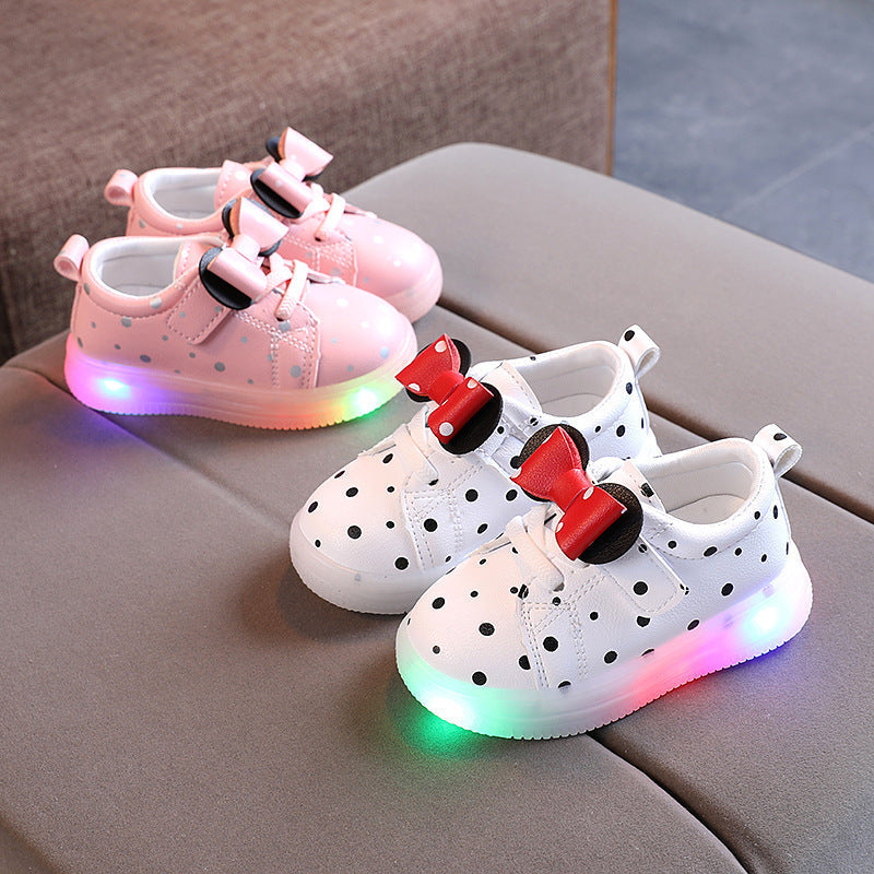 Light-up Shoes Girls Bowknot LED Light-up Shoes Breathable Baby Girls Shoes - Cindi Book