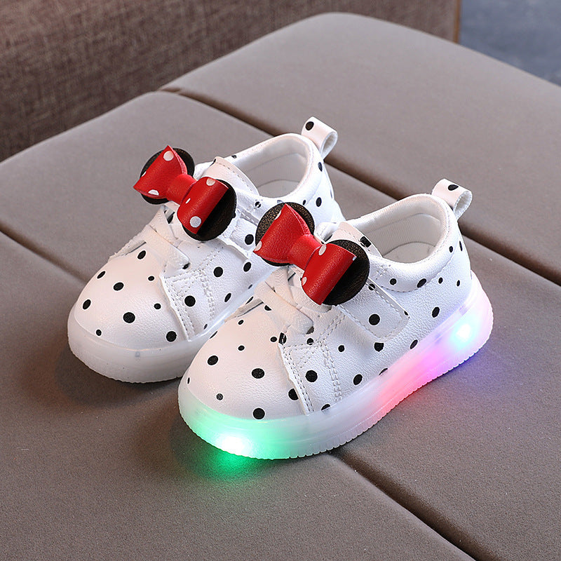 Light-up Shoes Girls Bowknot LED Light-up Shoes Breathable Baby Girls Shoes - Cindi Book