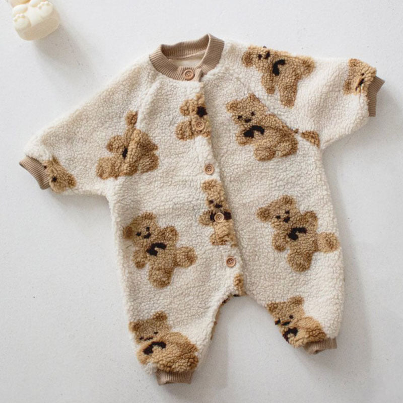Outdoor Clothes Cute Bear Lamb Wool One-piece Coat - Cindi Book