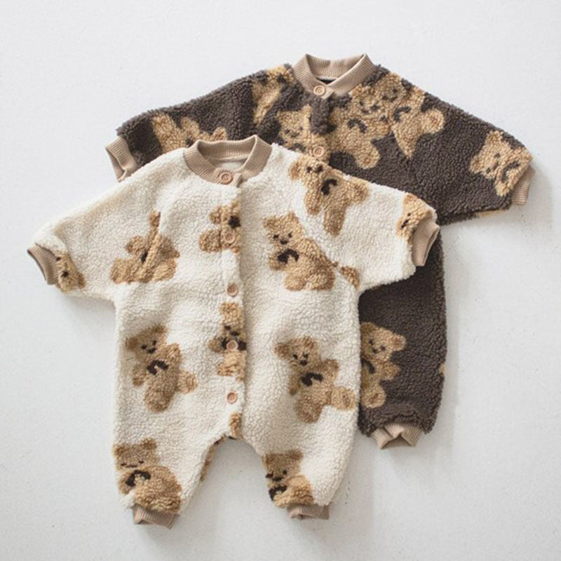 Outdoor Clothes Cute Bear Lamb Wool One-piece Coat - Cindi Book