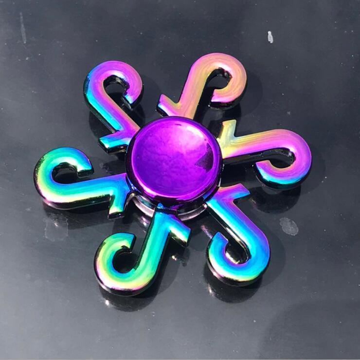 Rainbow Fidget Spinner Edc Hand Toy Metal Adhd Finger Tri Focus Brass New Kids - Cindi Book