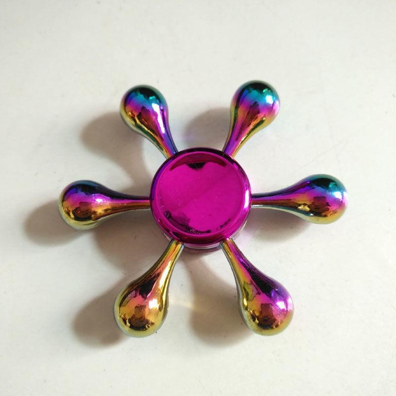 Rainbow Fidget Spinner Edc Hand Toy Metal Adhd Finger Tri Focus Brass New Kids - Cindi Book