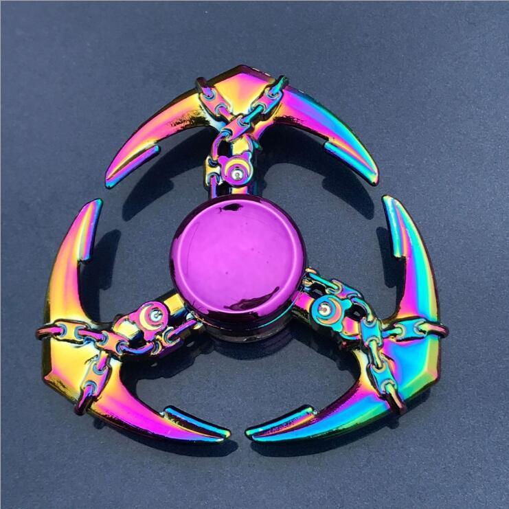 Rainbow Fidget Spinner Edc Hand Toy Metal Adhd Finger Tri Focus Brass New Kids - Cindi Book