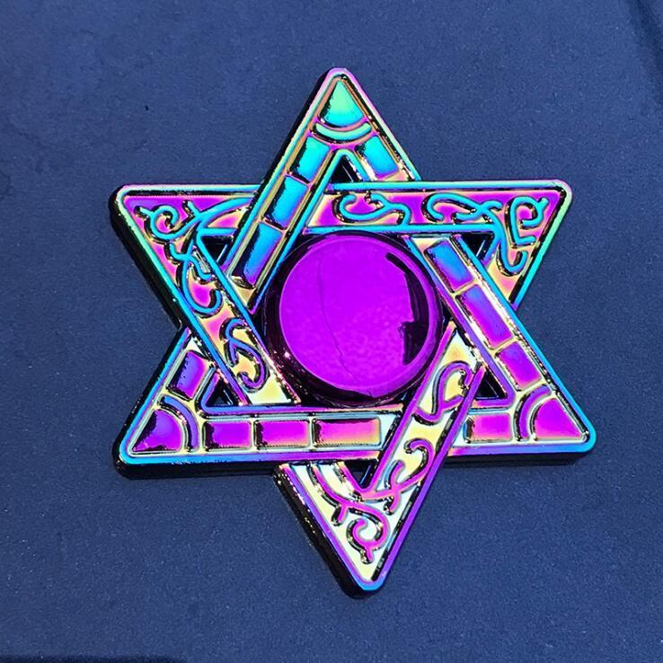 Rainbow Fidget Spinner Edc Hand Toy Metal Adhd Finger Tri Focus Brass New Kids - Cindi Book
