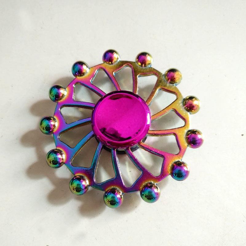 Rainbow Fidget Spinner Edc Hand Toy Metal Adhd Finger Tri Focus Brass New Kids - Cindi Book