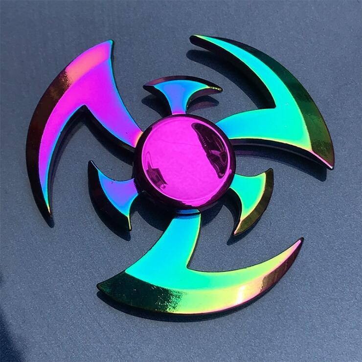 Rainbow Fidget Spinner Edc Hand Toy Metal Adhd Finger Tri Focus Brass New Kids - Cindi Book