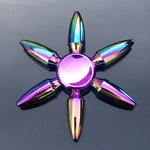 Rainbow Fidget Spinner Edc Hand Toy Metal Adhd Finger Tri Focus Brass New Kids - Cindi Book