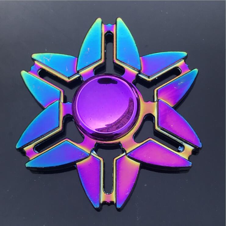 Rainbow Fidget Spinner Edc Hand Toy Metal Adhd Finger Tri Focus Brass New Kids - Cindi Book