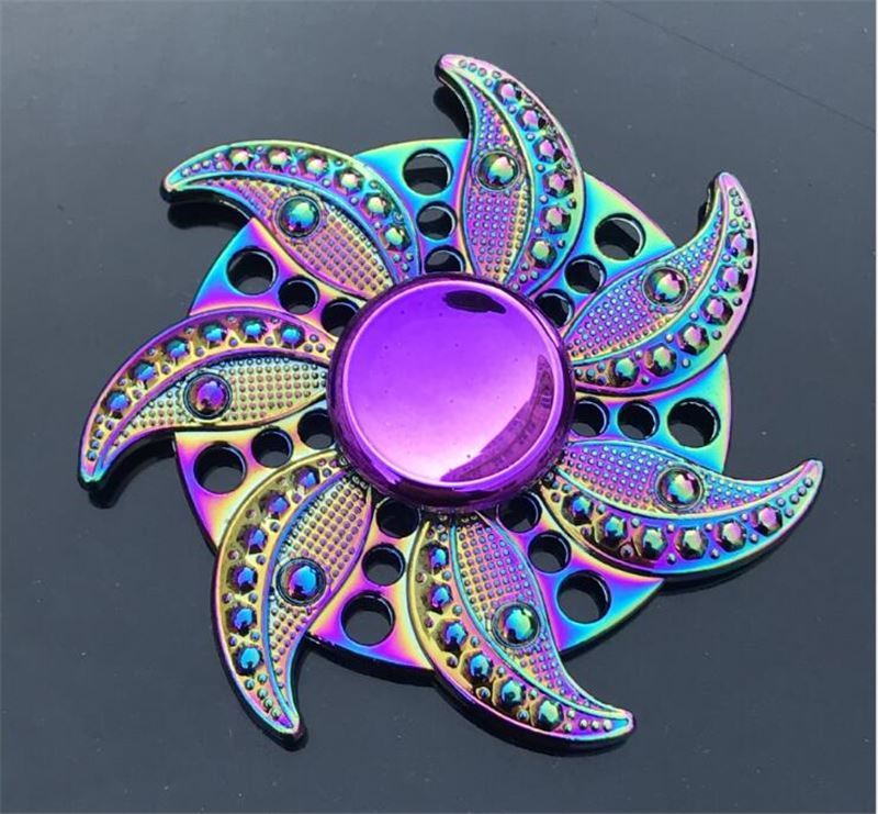 Rainbow Fidget Spinner Edc Hand Toy Metal Adhd Finger Tri Focus Brass New Kids - Cindi Book