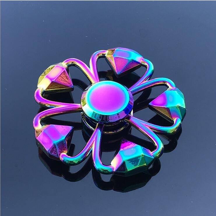 Rainbow Fidget Spinner Edc Hand Toy Metal Adhd Finger Tri Focus Brass New Kids - Cindi Book