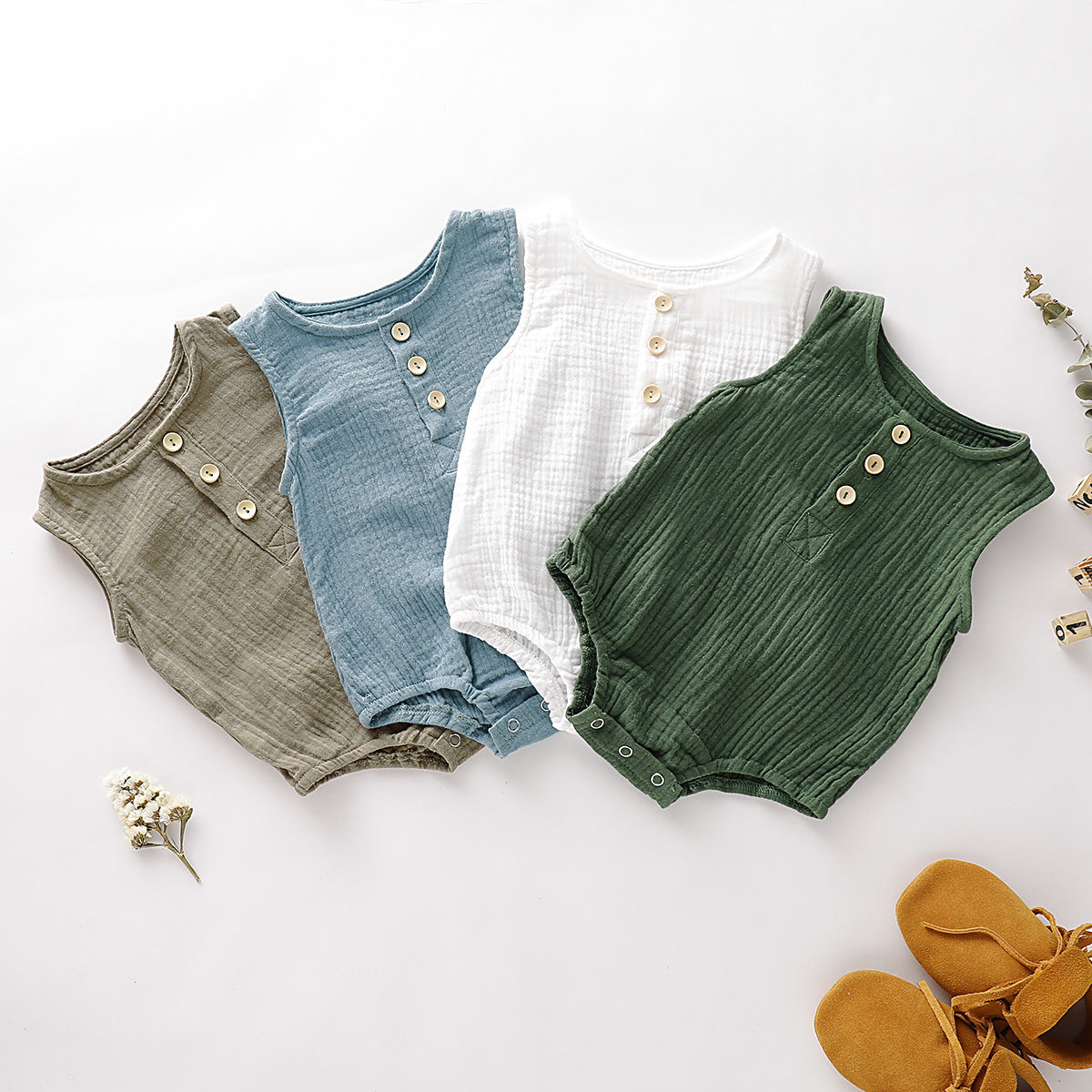 Hot Style Boys and Girls Bubble Cotton Sleeveless Bag Fart Outfit 0-2 Years Old Baby