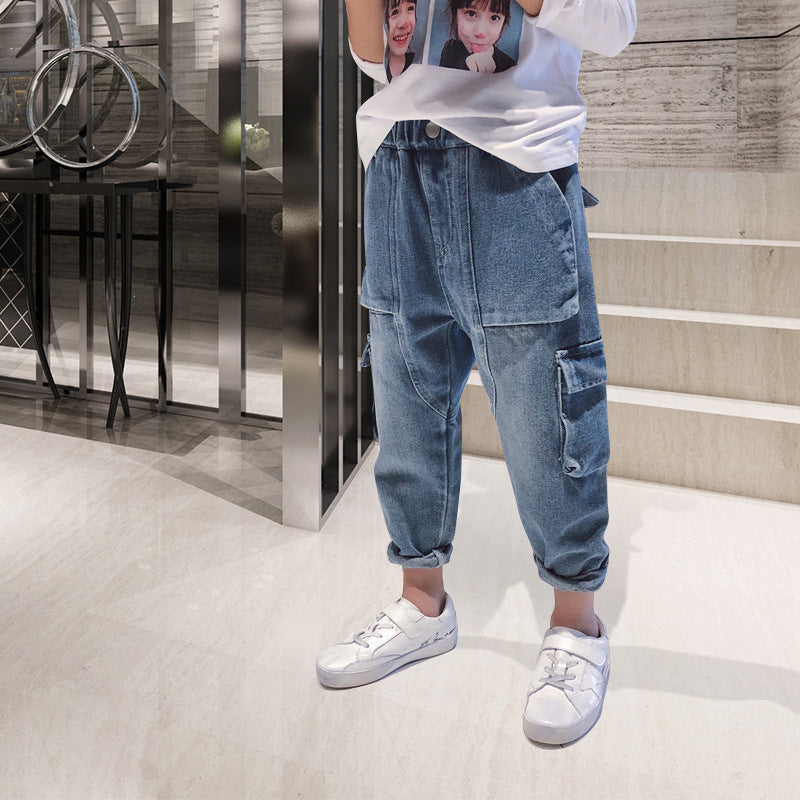 Big Kids Loose Harem Trousers Big Kids Plus Fleece Padded Overalls - Cindi Book
