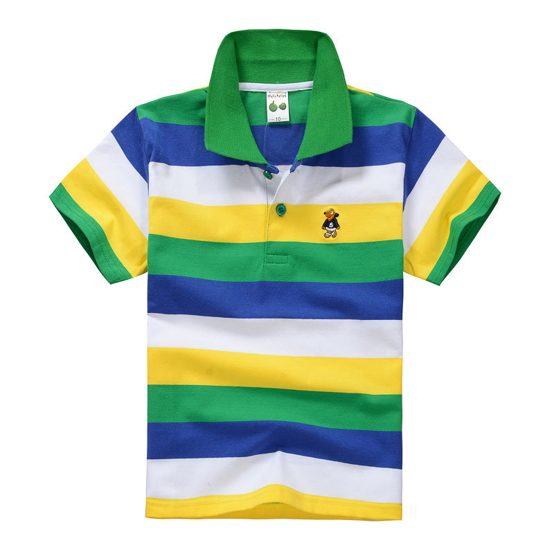 Cuhk Children's T-Shirt Cotton Striped Lapel Polo Shirt
