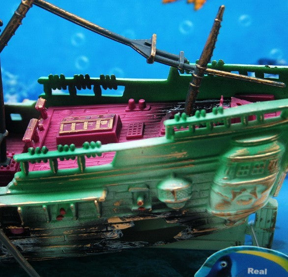 American Seahorse Pneumatic Fish Tank Decoration Aquarium Scenery Package Aerobic Toys Deep Sea Rotten Ship Sunk - Cindi Book