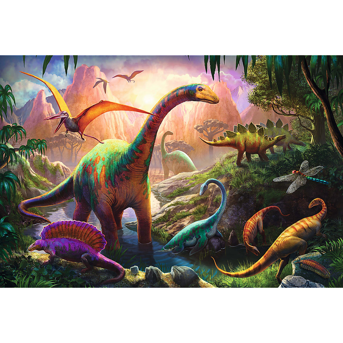 Trefl Red 100 Piece Kids Puzzle - Dinosaurs' Land