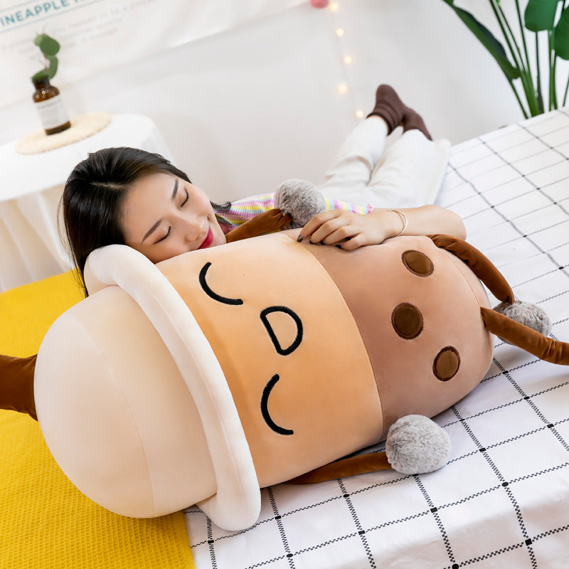 Simulation Milk Tea Cup Cute Expression Pillow Plush Toys - Cindi Book