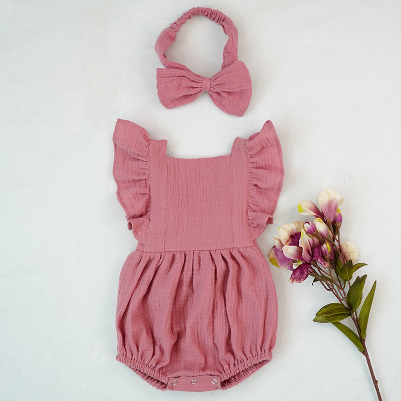 Ruffled short-sleeved girl romper wrinkle bag fart clothing - Cindi Book