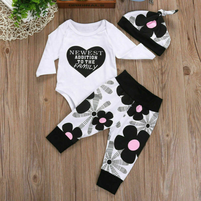 Children's cotton long-sleeved heart-shaped printing three-piece suit - Cindi Book