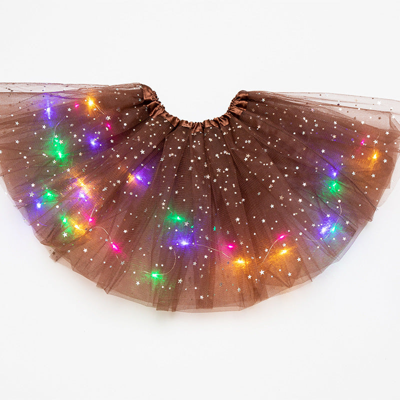 Magical & Luminous  LED Princess Halloween Tutu Skirt Sequins Shiny Skirt - Cindi Book