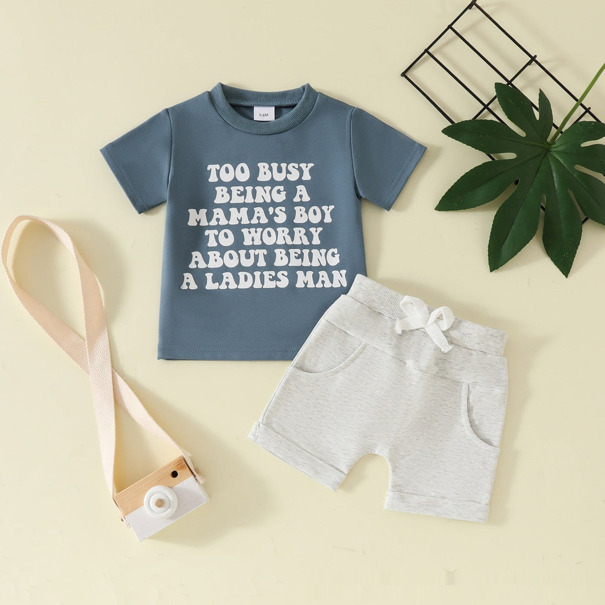 Boy's Clothing Printed Pullover Fashion Round Neck Solid Color Short Sleeve Pocket Shorts - Cindi Book