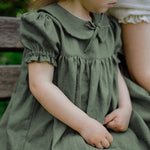 Girls Rustic Cotton And Linen Dress - Cindi Book