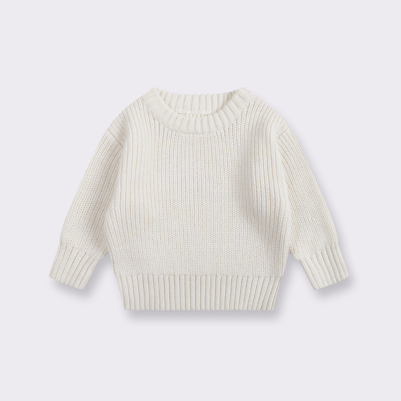 Simple Solid Color Girls' Round Neck Base Knitwear - Cindi Book