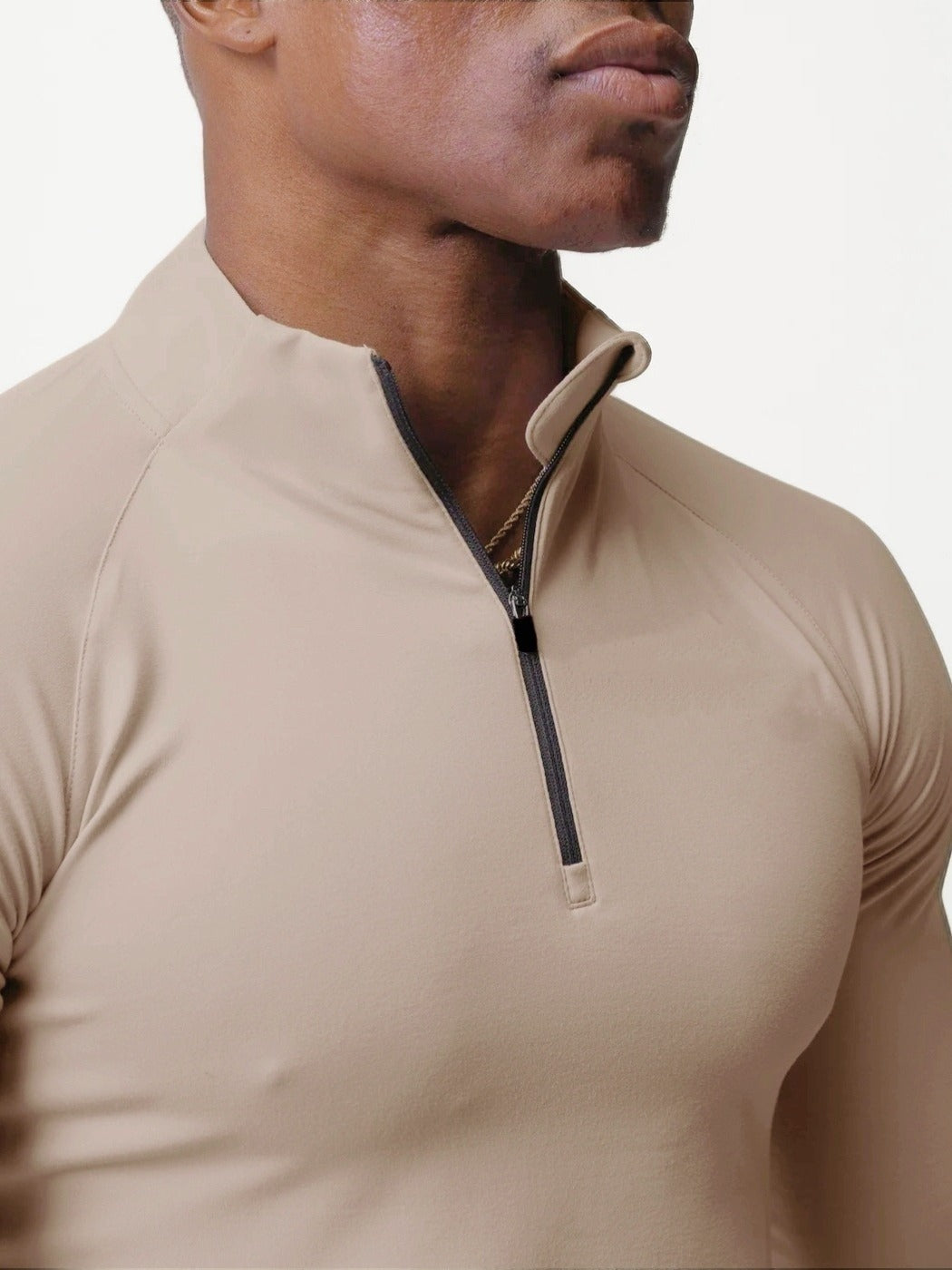 Men's Small Turtleneck Slim-fit Half Zipper Training Long Sleeve T-shirt - Cindi Book