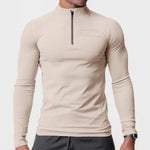 Men's Small Turtleneck Slim-fit Half Zipper Training Long Sleeve T-shirt - Cindi Book