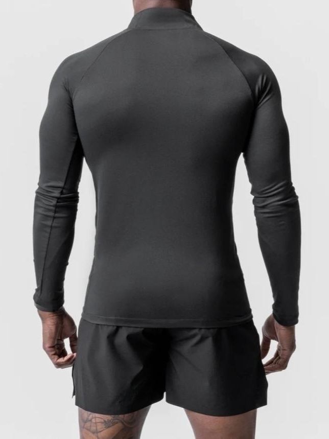 Men's Small Turtleneck Slim-fit Half Zipper Training Long Sleeve T-shirt - Cindi Book