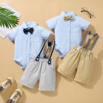 Children's Summer Clothing Short Sleeve Rompers Suspender Shorts Gentleman Suit - Cindi Book