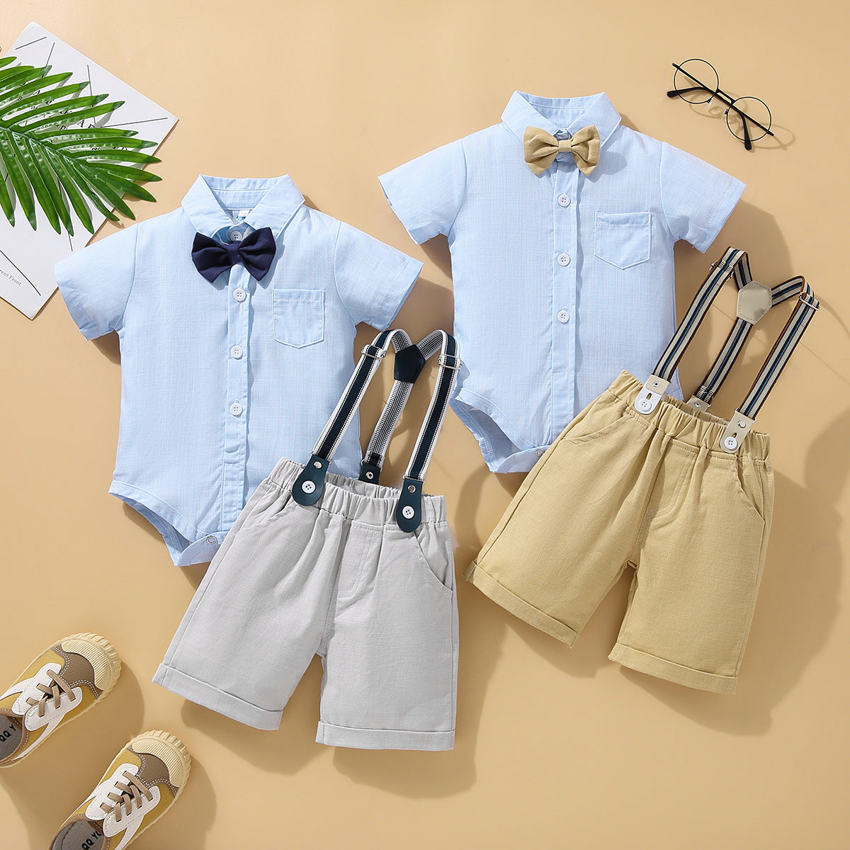 Children's Summer Clothing Short Sleeve Rompers Suspender Shorts Gentleman Suit - Cindi Book