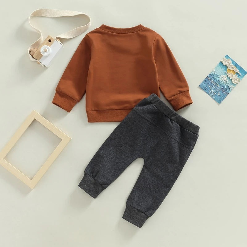 Letter Printed Round Neck Long-sleeved Sweater And Trousers Two-piece Set - Cindi Book
