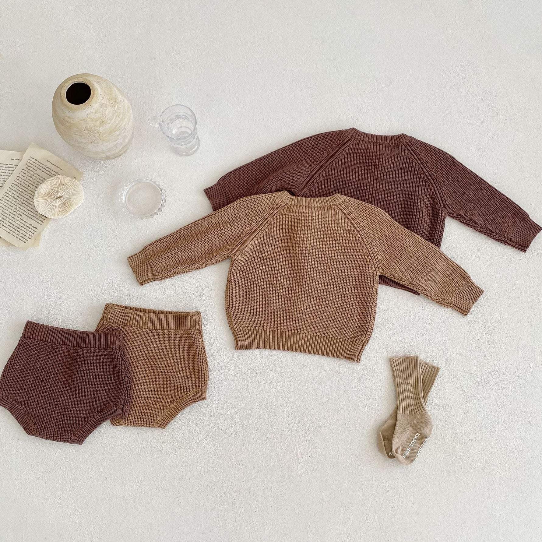 Baby Cotton Yarn Bulky Underpants Cardigan Coat Two-piece Suit - Cindi Book