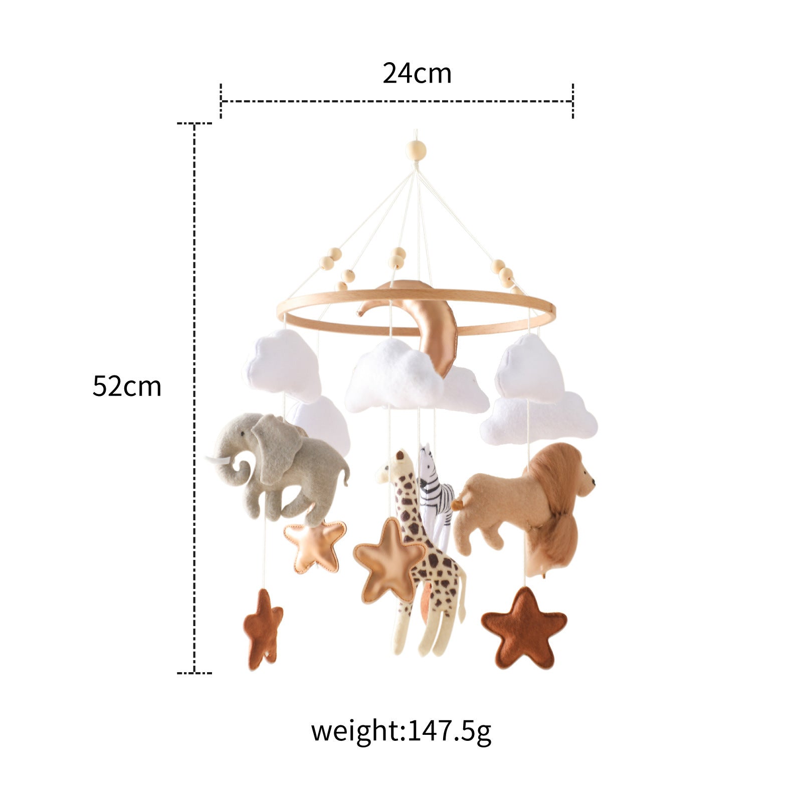 Room Hand-eye Coordination Decoration Wind Chimes Crib Felt Forest Animal Cloud Moon Bed Bell - Cindi Book