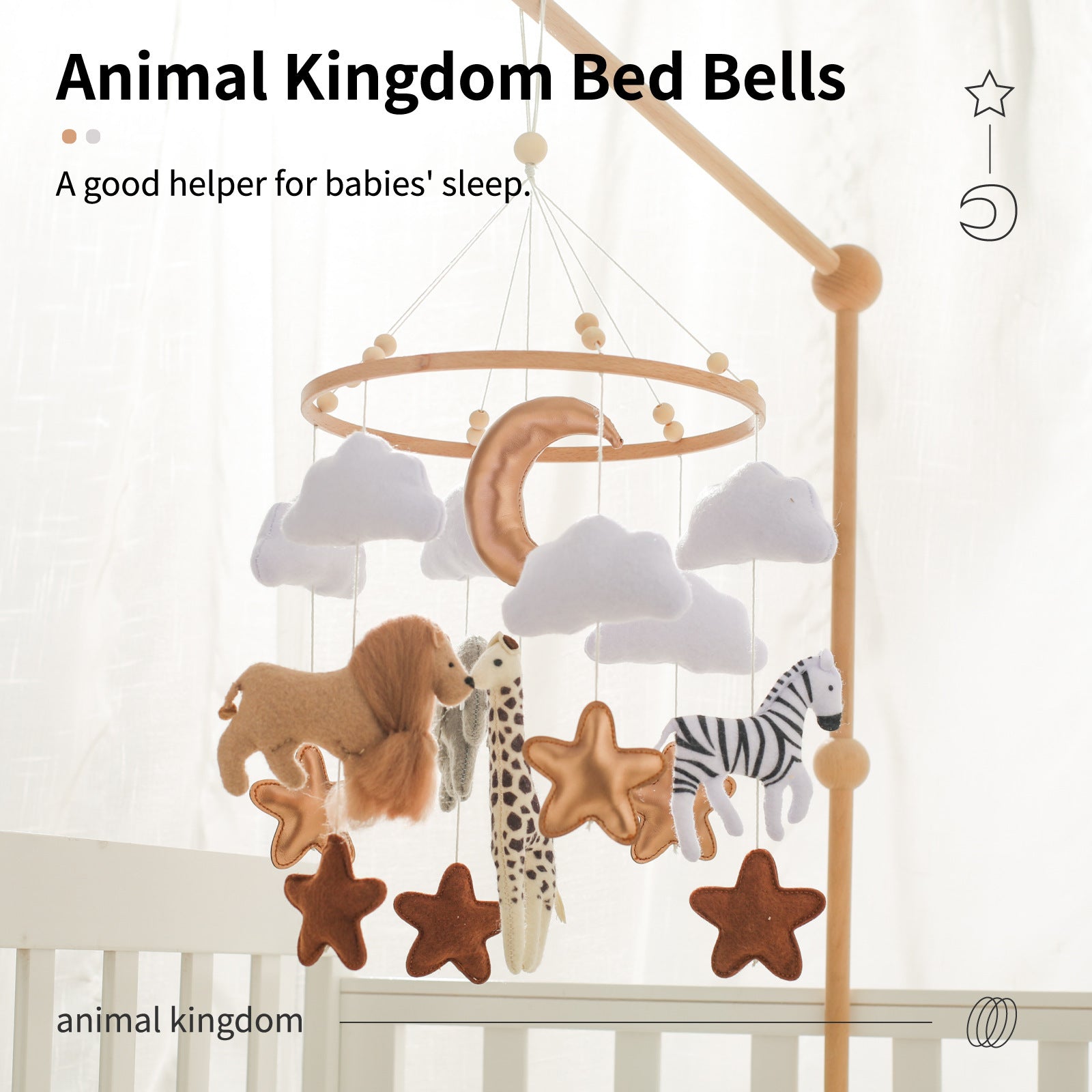 Room Hand-eye Coordination Decoration Wind Chimes Crib Felt Forest Animal Cloud Moon Bed Bell - Cindi Book
